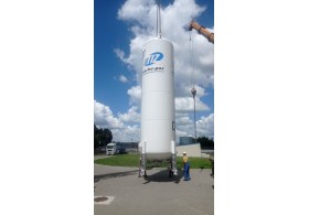 The cryogenic container is vertical